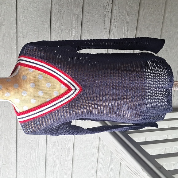 Free People sheer knit preppy vneck sweater Electric City tunic We the Free - Picture 2 of 10